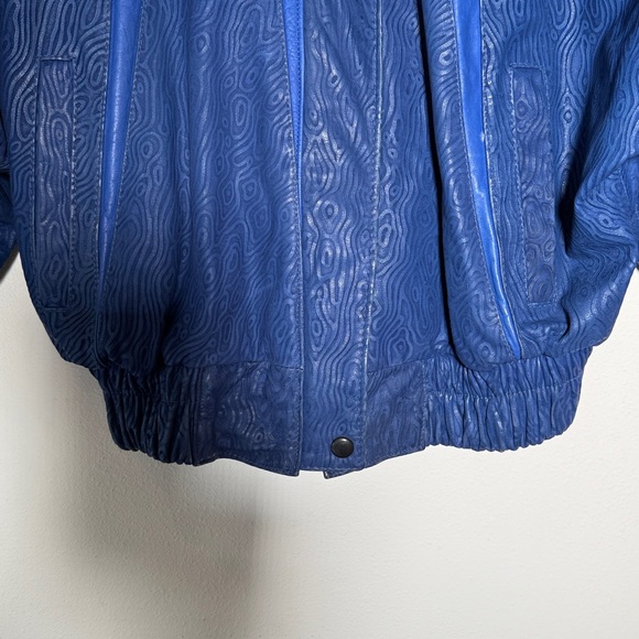 Vintage Gino di Giorgio, textured leather Blue Jacket - Picture 4 of 10